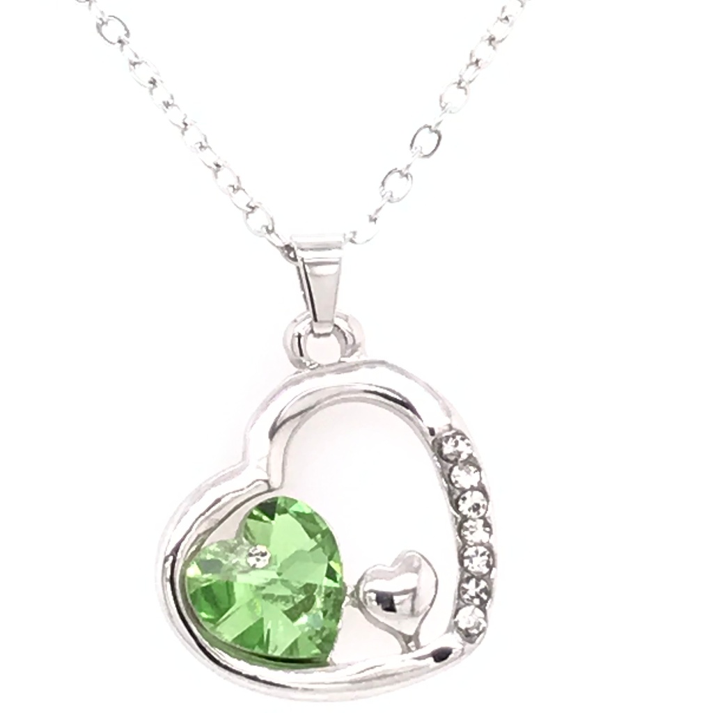 Trio Linked Swarovski Green Hearts Pendant